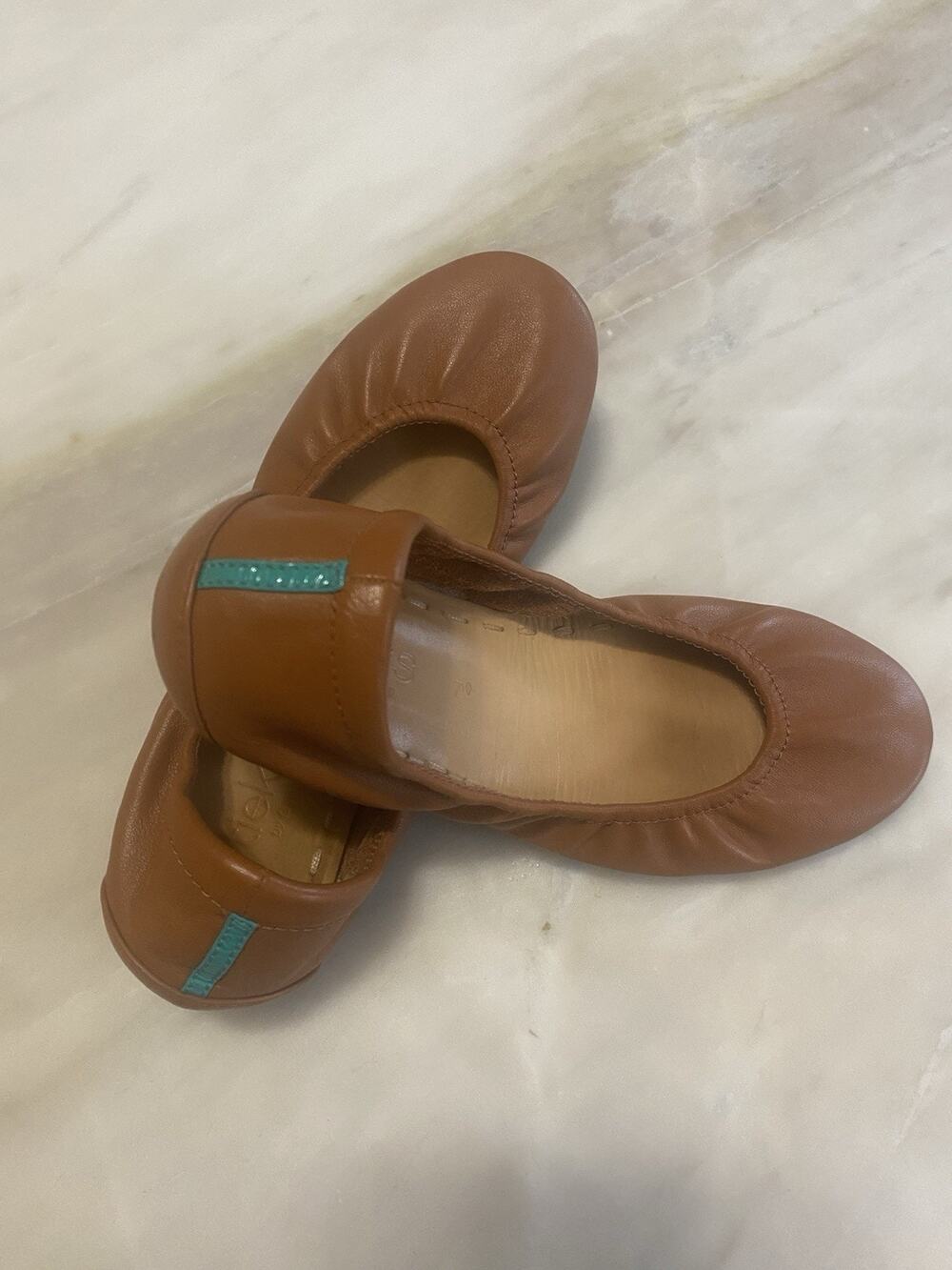 Tieks By Garvieli US 7 Brown Leather Luxury Ballet Shoes Travel Flats chestnut